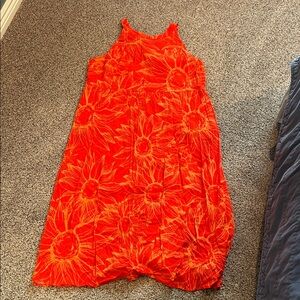 Vibrant Orange Sunflower Womens Plus  Dress